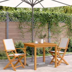 vidaXL Garden Chairs Outdoor Chair Dining Chair Solid Wood Acacia and Fabric - cream, 2 pcs