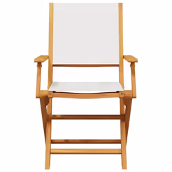 vidaXL Garden Chairs Outdoor Chair Dining Chair Solid Wood Acacia and Fabric - cream, 2 pcs