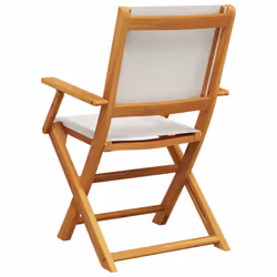 vidaXL Garden Chairs Outdoor Chair Dining Chair Solid Wood Acacia and Fabric - cream, 2 pcs - Additional view 5
