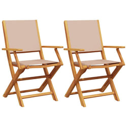 vidaXL Garden Chairs Outdoor Chair Dining Chair Solid Wood Acacia and Fabric - taupe, 2 pcs
