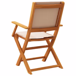 vidaXL Garden Chairs Outdoor Chair Dining Chair Solid Wood Acacia and Fabric - taupe, 2 pcs - Additional view 5
