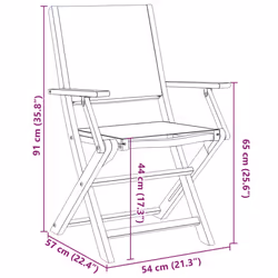 vidaXL Garden Chairs Outdoor Chair Dining Chair Solid Wood Acacia and Fabric - taupe, 2 pcs - Additional view 9
