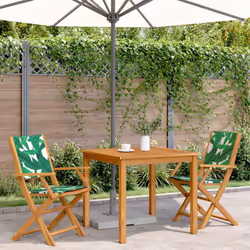 vidaXL Garden Chairs Outdoor Chair Dining Chair Solid Wood Acacia and Fabric - leaf pattern, 2 pcs