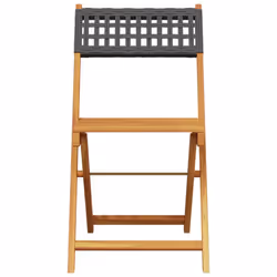 vidaXL Bistro Chairs Outdoor Dining Chair Solid Wood Acacia and Poly Rattan - black, 2 pcs - Additional view 4
