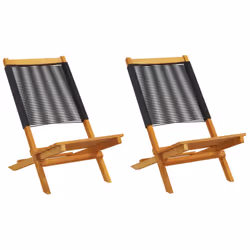 vidaXL Garden Chairs Outdoor Dining Chair Solid Wood Acacia and Polypropylene - black, 2 pcs