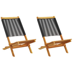 vidaXL Garden Chairs Outdoor Dining Chair Solid Wood Acacia and Polypropylene - black, 2 pcs