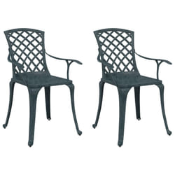 vidaXL Garden Chairs Outdoor Chair Dining Chair 2 pcs Green Cast Aluminium