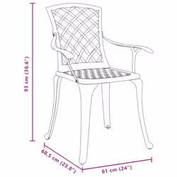 vidaXL Garden Chairs Outdoor Chair Dining Chair 2 pcs Green Cast Aluminium - Additional view 9