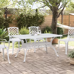 vidaXL Garden Table Outdoor Dining Table Balcony Side Table Cast Aluminium - white - Additional view 2