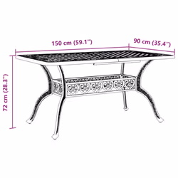vidaXL Garden Table Outdoor Dining Table Balcony Side Table Cast Aluminium - white - Additional view 3