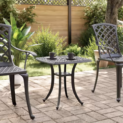 vidaXL Garden Table Outdoor Dining Table Patio Side Table White Cast Aluminium - black