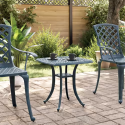 vidaXL Garden Table Outdoor Dining Table Patio Side Table White Cast Aluminium - green