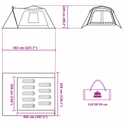 vidaXL Family Tent with Porch 9-Person Picnic Camping Tent Green Quick Release