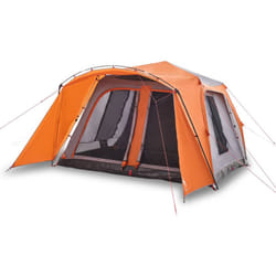 vidaXL Family Tent with Porch 9-Person Lightweight Camping Tent Quick Release - grey and orange