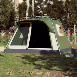 vidaXL Family Tent Cabin 7-Person Lightweight Camping Tent Green Quick Release