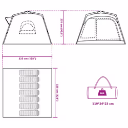vidaXL Family Tent Cabin 7-Person Lightweight Camping Tent Green Quick Release