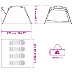 vidaXL Camping Tent Cabin 4-Person Lightweight Tent Dome Tent Quick Release - Green