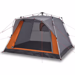 vidaXL Camping Tent Cabin 4-Person Lightweight Tent Dome Tent Quick Release - Grey and orange