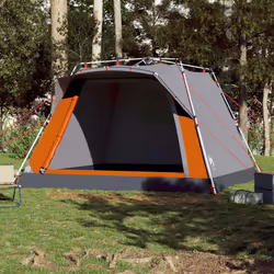 vidaXL Camping Tent Cabin 4-Person Lightweight Tent Dome Tent Quick Release - Grey and orange