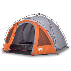 vidaXL Camping Tent Dome 3-Person Dome Tent Blackout Fabric Quick Release - grey and orange