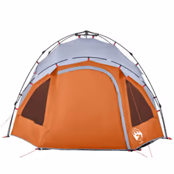 vidaXL Camping Tent Dome 3-Person Dome Tent Blackout Fabric Quick Release - grey and orange - Additional view 4