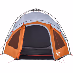 vidaXL Camping Tent Dome 3-Person Dome Tent Blackout Fabric Quick Release - grey and orange - Additional view 5