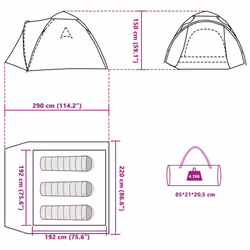 vidaXL Camping Tent Dome 3-Person Lightweight Dome Tent Green Quick Release - Green