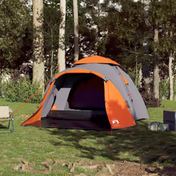 vidaXL Camping Tent Dome 3-Person Lightweight Dome Tent Green Quick Release - Grey and orange
