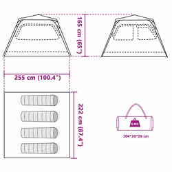 vidaXL Family Tent Dome 8-Person Lightweight Tent Camping Tent Quick Release - Green, 255 x 222 x 165 cm - Additional view 3