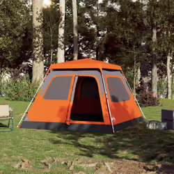 vidaXL Family Tent Dome 8-Person Lightweight Tent Camping Tent Quick Release - Grey and orange, 255 x 222 x 165 cm - Additional view 2