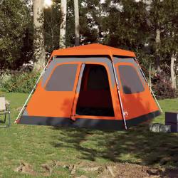vidaXL Family Tent Dome 8-Person Lightweight Tent Camping Tent Quick Release - Grey and orange, 310 x 285 x 200 cm - Additional view 2