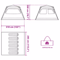 vidaXL Family Tent Dome 8-Person Lightweight Tent Camping Tent Quick Release - Grey and orange, 310 x 285 x 200 cm - Additional view 3