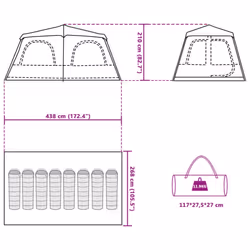 vidaXL Family Tent Dome 8-Person Lightweight Tent Camping Tent Quick Release - Blue, 438 x 268 x 210 cm - Additional view 3