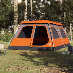 vidaXL Family Tent Dome 8-Person Lightweight Tent Camping Tent Quick Release - Grey and orange, 438 x 268 x 210 cm - Additional view 2