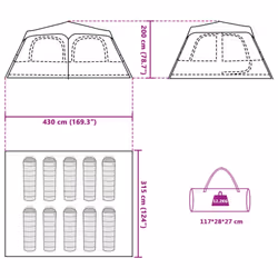 vidaXL Family Tent Dome 10-Person Lightweight Tent Camping Tent Quick Release - Green