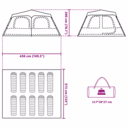 vidaXL Family Tent Dome 10-Person Lightweight Tent Camping Tent Quick Release - Blue