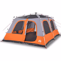 vidaXL Family Tent Dome 10-Person Lightweight Tent Camping Tent Quick Release - Grey and orange