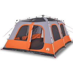 vidaXL Family Tent Dome 10-Person Lightweight Tent Camping Tent Quick Release - Grey and orange