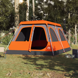 vidaXL Family Tent Dome 10-Person Lightweight Tent Camping Tent Quick Release - Grey and orange