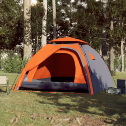 vidaXL Camping Tent Dome 4-Person Grey and Orange Quick Release