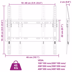 vidaXL TV Wall Mount for Screen Max VESA Swivels Tilts Extends TV Wall Bracket - 40 cm