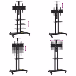 vidaXL TV Stand on Wheels 32-90 Inch Screen Max VESA TV Cabinet Monitor Stand - 60 kg - Additional view 5