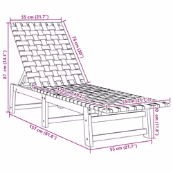 vidaXL Sun Lounger Outdoor Sun Bed Day Bed Red Solid Wood Acacia and Fabric - Additional view 6