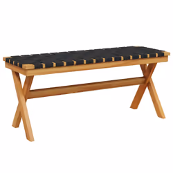 vidaXL Garden Bench Outdoor Bench Seat Black Solid Wood Acacia and Fabric