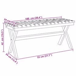 vidaXL Garden Bench Outdoor Bench Seat Black Solid Wood Acacia and Fabric