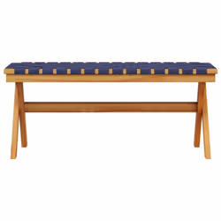 vidaXL Garden Bench Outdoor Bench Seat Dark Blue Solid Wood Acacia and Fabric