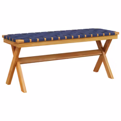 vidaXL Garden Bench Outdoor Bench Seat Dark Blue Solid Wood Acacia and Fabric - Additional view 4
