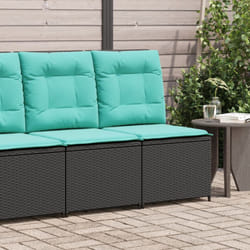 vidaXL Reclining Patio Sofa with Cushions Black Poly Rattan