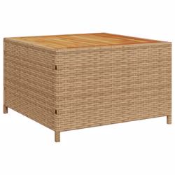 vidaXL Garden Sofa with Table and Cushions Outdoor L-shaped Sofa Poly Rattan - beige, wood - Additional view 7
