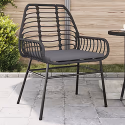 VidaXL 369091 outdoor chair Terrace Padded seat Polyrattan, Steel Black